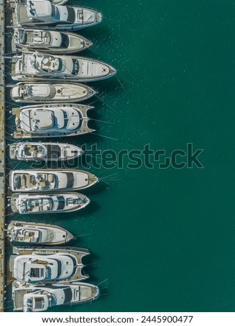 Aero Photography. View from a flying drone. Romantic Rhodes. Rhodes Island in Greece. Marina from a bird's eye view. port- top view Royalty-Free Stock Photo #2445900477