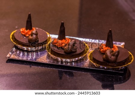 Halloween cake and dessert food photography art shot, Photo is selective focus with shallow depth of field