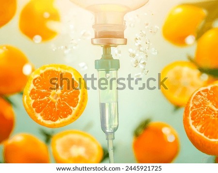 Set iv drip and fruit vitamin c treatments.medical use treatment supplements insufficiency vitamin and minerals low in medicinal concept.