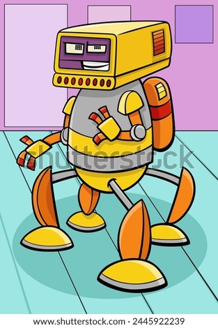 Cartoon illustration of robot or droid comic fantasy character