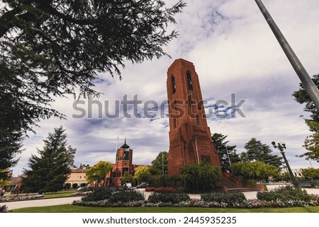 The Bathurst War Memorial Carillon with All Saints Anglican Cathedral in background Royalty-Free Stock Photo #2445935235