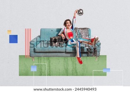 Collage photo picture of crazy cheerful woman enjoy weekend friday party club isolated on creative 3d background