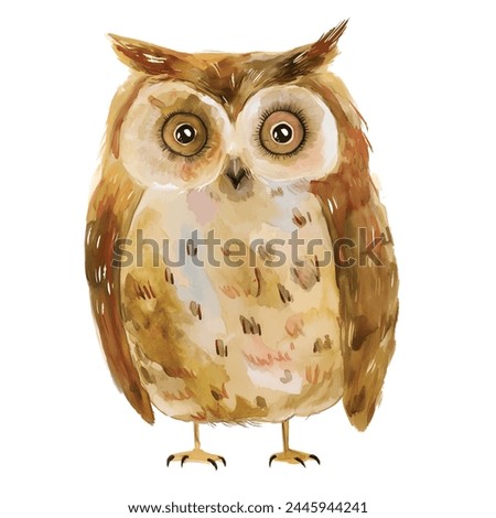 Minimalist digital drawing woodland owl