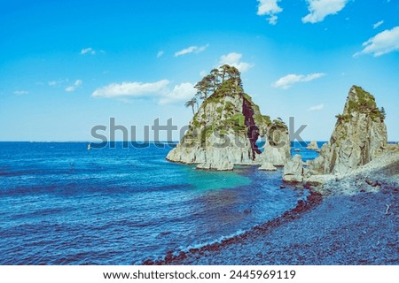 Pacific Ocean Beach and Tsurigane Cave
Coast of Iwate Prefecture, Japan Royalty-Free Stock Photo #2445969119