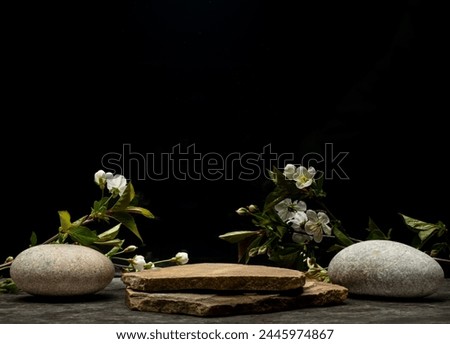 composition with stones for the podium