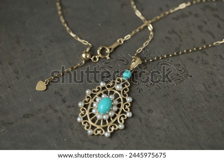 Turquoise necklace Victorian style antique jewelry