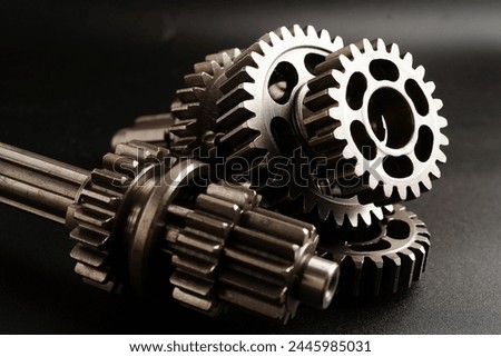 Metal gear wheel engine car and bike, mechanic industry concept. 