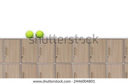 Tennis ball on locker Isolated on a white background Royalty-Free Stock Photo #2446004801