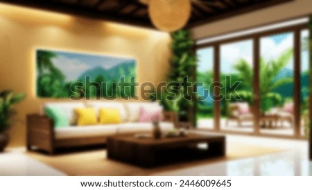 Defocus abstract background of tropical interior decoration