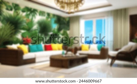 Defocus abstract background of tropical interior decoration
