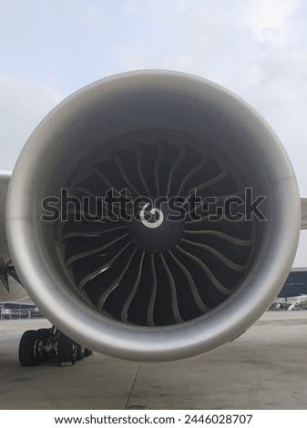 Indonesia March 8 2018: a picture of an airplane engine.