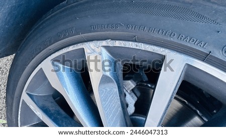 Car Tyre Rim Scratches Skoda Royalty-Free Stock Photo #2446047313