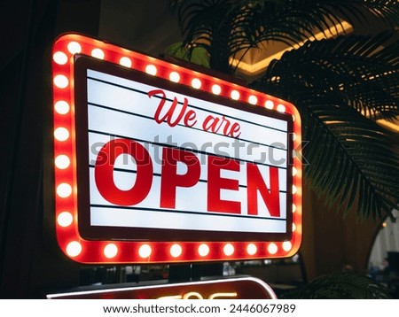 We are Open sign lightbulbs Retro sign Bar cafe restaurant shop