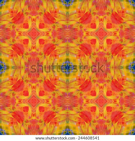 Seamless pattern made from Colorful Scarlet Macaw feathers. texture background