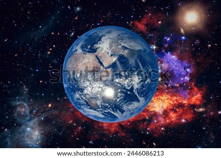 Earth from space with a dramatic view. The elements of this image furnished by NASA.

