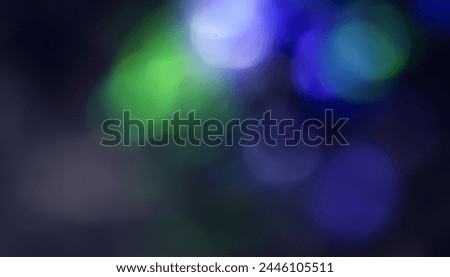 Defocused neon glow. Overlaying highlights. Futuristic LED illumination. Blur of colored bokeh on dark abstract background