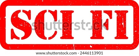 Sci Fi Science Fiction Movie Film TV Category Set Red Rubber Stamp Grunge Texture Label Badge Sticker Vector EPS PNG Transparent No Background Clip Art Vector EPS PNG 