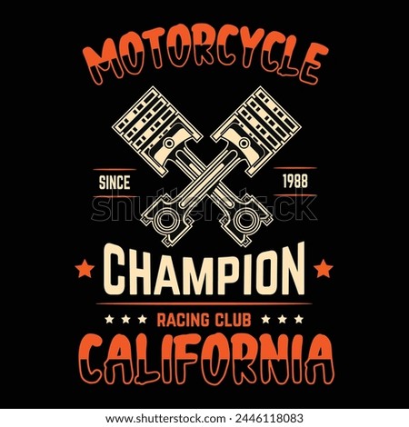 Motorcycle Biker fashion Typography, t-shirt apparel stamp, sticker emblem, typography print, fabric cloth. Gothic Calligraphy. California Hipster retro badge. vintage racing  club  Vector  design 