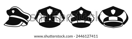 Police hat icon vector illustration collection. Police hat design. Stock vector.