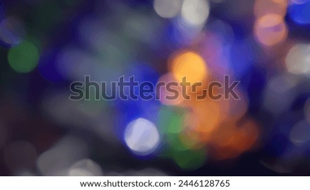 Defocused neon glow. Overlaying highlights. Colored bokeh. Futuristic LED illumination. Blur of colors on dark abstract background
