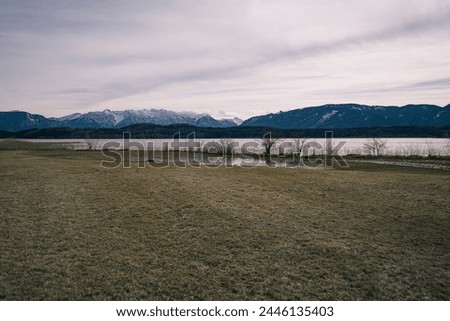 The Bavarian Staffelsee with the Alpine panorama in the background.