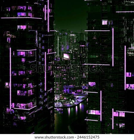 purple color building in the dark night