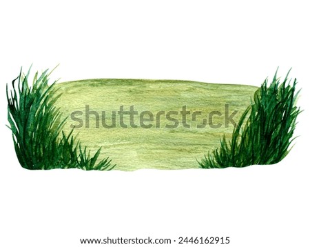 Nature forest lawn scene. Watercolor illustration. Wild landscape element. Clip art for nursery design. Woodland hand-painted nature illustration for kids design, postcards, poster and print.