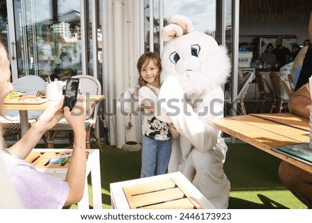 Taking a picture with the Easter bunny