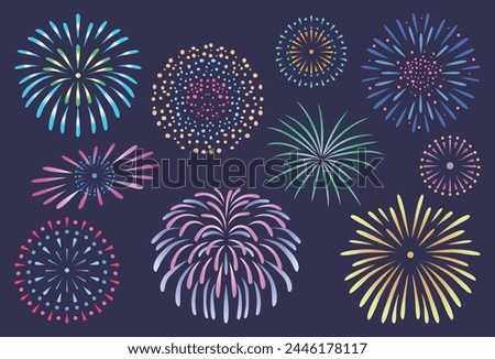 Clip art of various fireworks