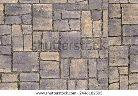 Seamless texture tile useful for rendering of self-locking concrete pavement for use in external applications Royalty-Free Stock Photo #2446182505