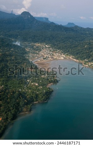 Aerial view of the UNESCO Biosphere Reserve, Principe, Sao Tome and Principe, Atlantic Ocean, Africa Royalty-Free Stock Photo #2446187171