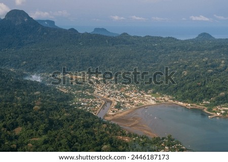 Aerial view of the UNESCO Biosphere Reserve, Principe, Sao Tome and Principe, Atlantic Ocean, Africa Royalty-Free Stock Photo #2446187173