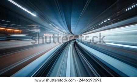 Yurikamome line in Tokyo, Japan, abstract background, technology and innovation concept. Royalty-Free Stock Photo #2446199691