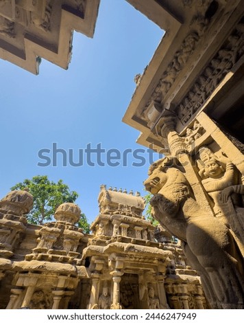 The Kailasanathar Temple also referred to as the Kailasanatha temple, Kanchipuram, Tamil Nadu, India. It is a Pallava era historic Hindu temple. Royalty-Free Stock Photo #2446247949