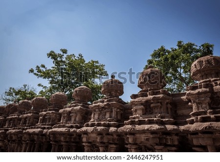 The compound of Kailasanathar Temple also referred to as the Kailasanatha temple, Kanchipuram, Tamil Nadu, India. It is a Pallava era historic Hindu temple. Royalty-Free Stock Photo #2446247951