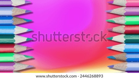 Image of pencils icons over colourful background. Abstract background and pattern concept digitally generated image.