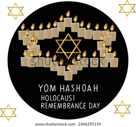 May 4 is YOM HASHOAH Vector illustration. 
Good for banner, poster, greeting card, party card, invitation, template, advertising, campaign, and social media. 

