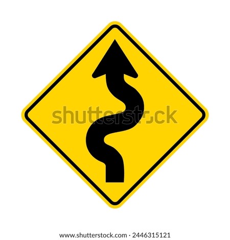 The road curves warning road sign isolated on white background
