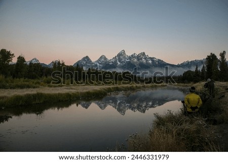 Grand Tetons, Wyoming, USA, Sunrise Landscape, Majestic Peaks, Teton Range, Rocky Mountains, Scenic Beauty, Outdoor Photography, Nature Photography, Golden Hour, Morning Glow, Spectacular View, River Royalty-Free Stock Photo #2446331979