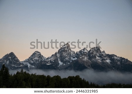 Grand Tetons, Wyoming, USA, Sunrise Landscape, Majestic Peaks, Teton Range, Rocky Mountains, Scenic Beauty, Outdoor Photography, Nature Photography, Golden Hour, Morning Glow, Spectacular View, River Royalty-Free Stock Photo #2446331985