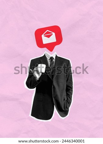 Social Media Creative Art Collage Popular Pop Style Icon Poster Post Card Modern Texture Background Copy Space Suit Business Man