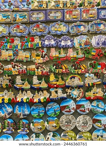 colorful ceramic tiles magnets souvenirs in Lisbon in Portugal