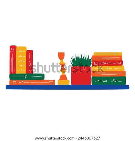 Bookshelf design with various shapes and colorful