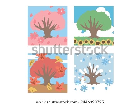  Clip art set of scenery of four seasons