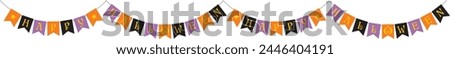 Border frame of bunting flags of the Halloween. Vector illustration on a white background.