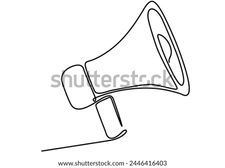 Continuous single one line art drawing of megaphone speaker for news and promotion vector illustration