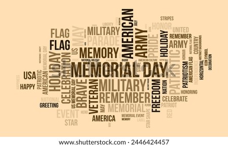Memorial Day word cloud template. Federal awareness concept vector background.
