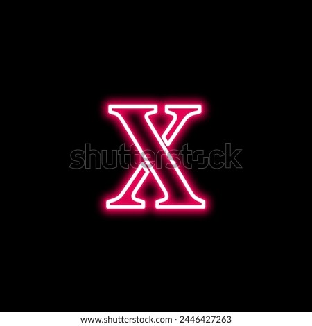 crimson colour neon X letter 