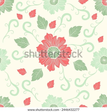 Beautiful floral seamless pattern with four colors, botanical seamless patterns, can be used for printing on fabric, wallpaper, digital decoration,