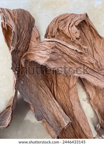 Bark is the basic material for making noken or traditional bags of the Paniai people, Papua Indonesia Royalty-Free Stock Photo #2446433145
